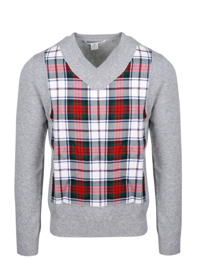 Shop Comme Des Garçons Shirt Tartan Sweater In Grey