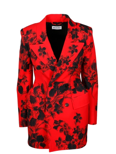 Shop Balenciaga Hourglass Blazer In Red