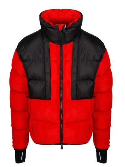 Shop Moncler Faux Fur Puffed Jacket In Red