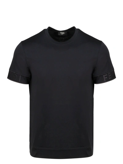 Shop Fendi Tape T-shirt In Black