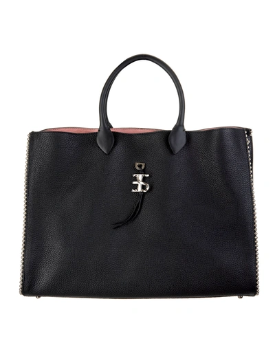 Shop Ermanno Scervino Black Large Tote Bag With Studs And Logo In Nero