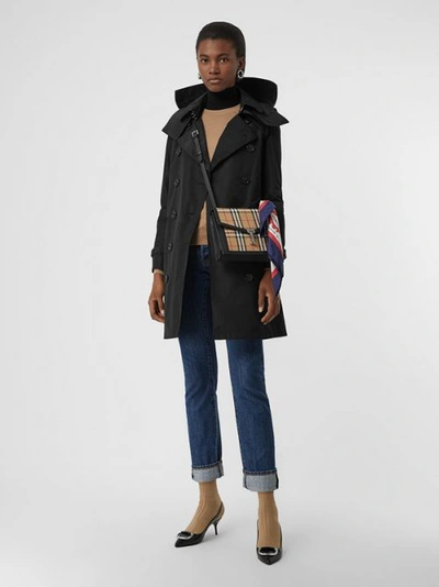 Shop Burberry Midlength Taffeta Kensington Trench Coat In Black