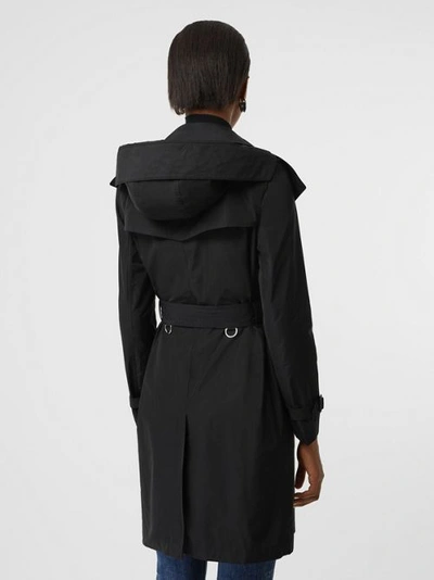 Shop Burberry Midlength Taffeta Kensington Trench Coat In Black