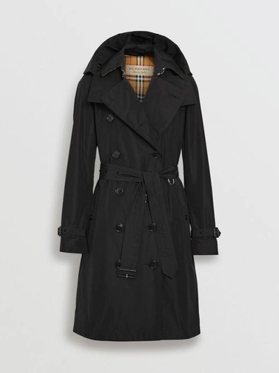 Shop Burberry Midlength Taffeta Kensington Trench Coat In Black