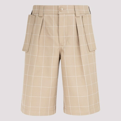 Shop Jacquemus Quadri Shorts In Beige Check