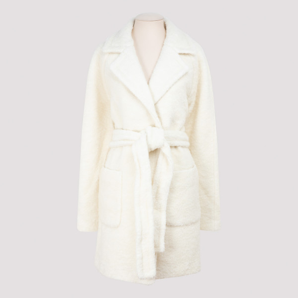 ganni boucle wool wrap coat