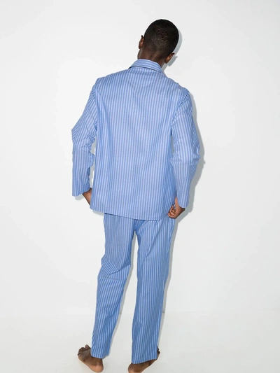 Shop Polo Ralph Lauren Striped Cotton Pyjamas In Blue