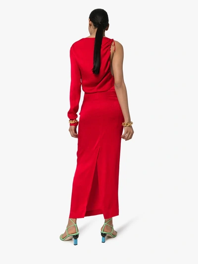 Shop Materiel One Sleeve Midi Dress In Red