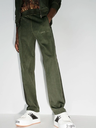 Shop Palm Angels Embroidered Logo Track Pants In Green