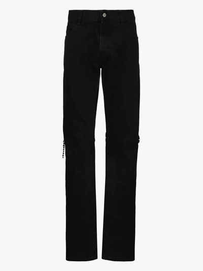 Shop Raf Simons Zip Knee Slim Leg Jeans In Black