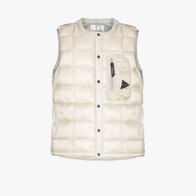 Shop And Wander White Quilted Down Gilet In Neutrals