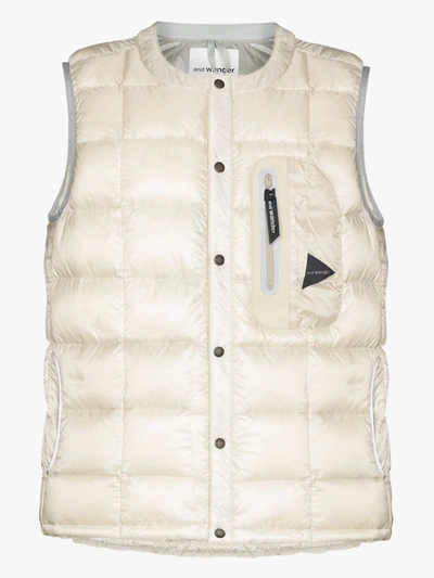 Shop And Wander White Quilted Down Gilet In Neutrals