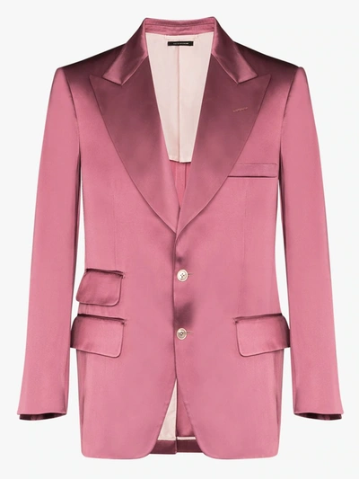 Shop Tom Ford Single-breasted Satin Blazer In Pink