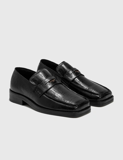 Shop Martine Rose Arches Embossed Text Loafers In Black