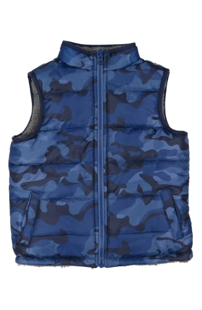 Shop Andy & Evan Kids' Reversible Puffer Vest In Blue Camo