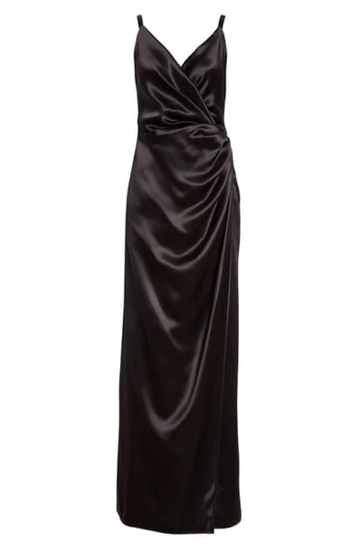 Shop Dolce & Gabbana Drape Silk Gown In N0000 Nero