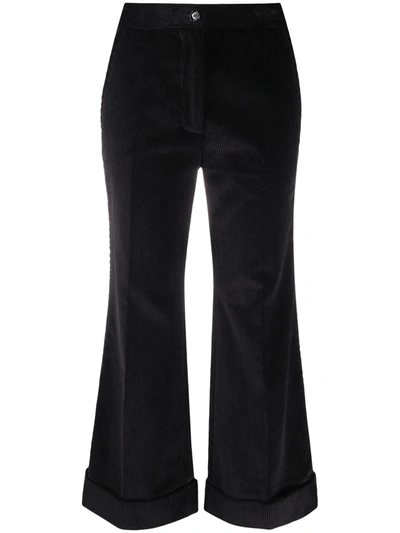 Shop Marni Cropped Corduroy Trousers In Black