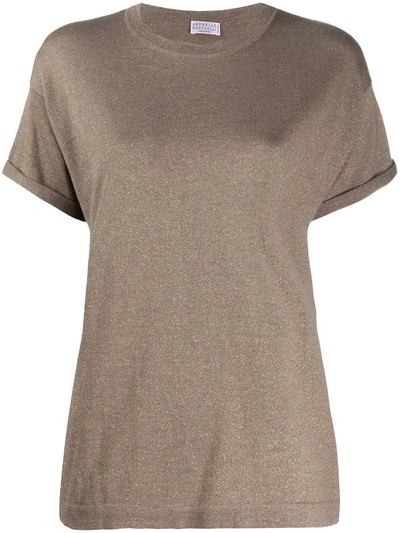 Shop Brunello Cucinelli Plain Basic T-shirt In Brown