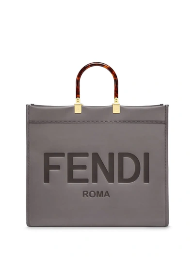 Shop Fendi Large Sunshine Tote Bag In Grey