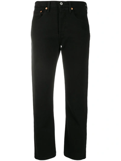 Shop Levi's Straight-leg Cropped Jeans In Black