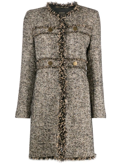 Shop Seventy Midi Tweed Coat In Brown
