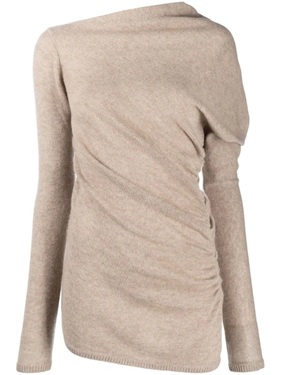 Shop Agnona Knitted Cashmere Top In Neutrals