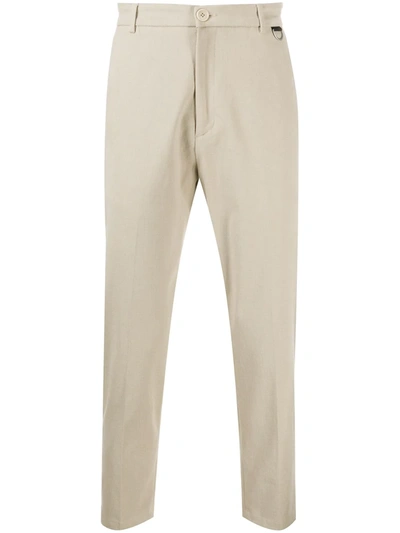 Shop Low Brand Straight Leg Cotton Trousers In Neutrals