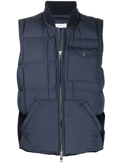 Shop Caruso Padded Zip-up Gilet In Blue