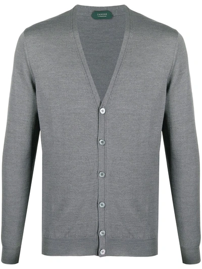 Shop Zanone Button-up Knitted Cardigan In Grey