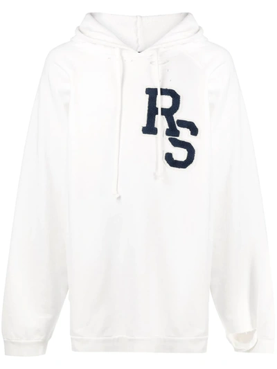Shop Raf Simons Oversized Logo Patch Hoodie In White