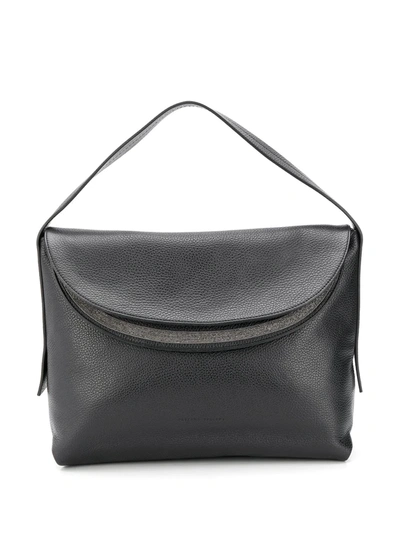 Shop Fabiana Filippi Crystal Embellished Detail Shoulder Bag In Black