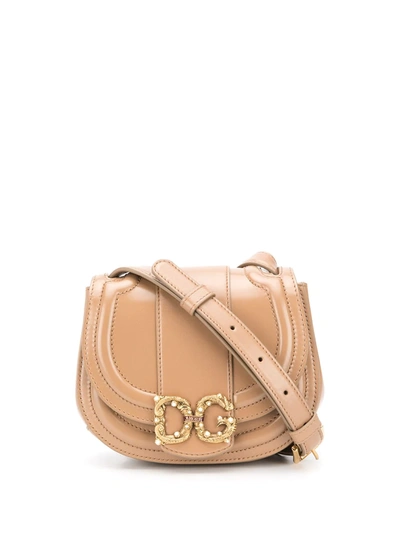 Shop Dolce & Gabbana Dg Amore Crossbody Bag In Brown