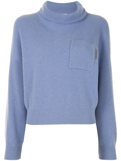 Shop Brunello Cucinelli Ribbed-knit Cashmere Jumper In Blue