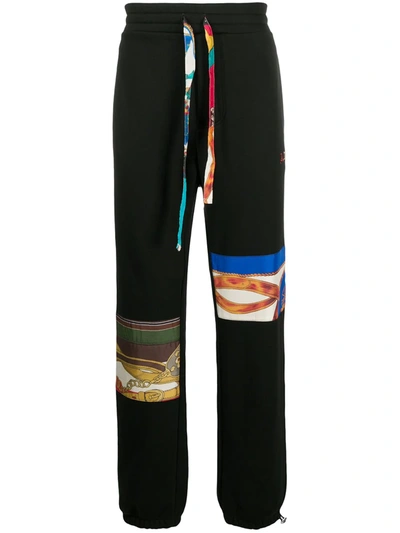 Shop Amiri Contrasting Fabric Details Track Pants In Black