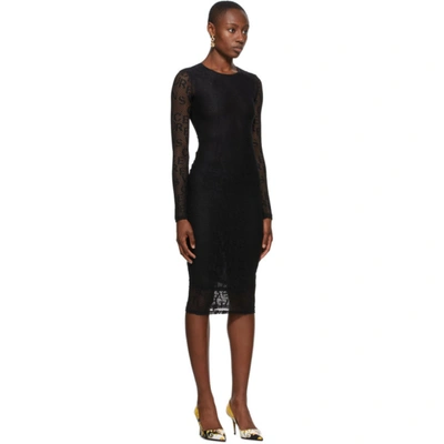 Shop Versace Jeans Couture Black Mesh Logo Dress In E899 Black