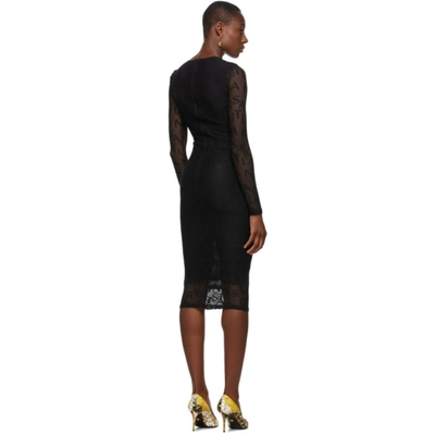 Shop Versace Jeans Couture Black Mesh Logo Dress In E899 Black