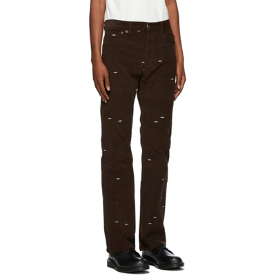 Shop Phipps Brown Corduroy Star Logo Trousers In Bark Brown