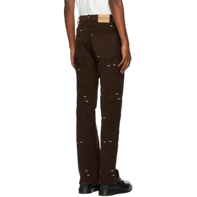 Shop Phipps Brown Corduroy Star Logo Trousers In Bark Brown