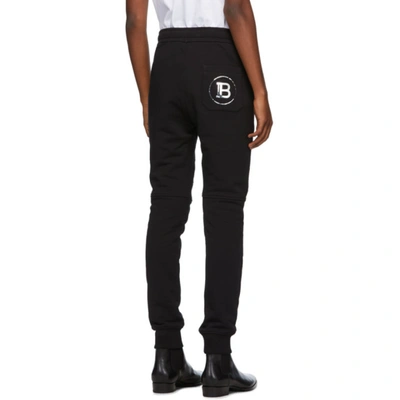 Shop Balmain Black Foil Ribbed Lounge Pants In 0pa Noir