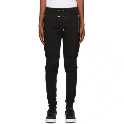 Shop Balmain Black Raw Edge Lounge Pants In 0pa Noir