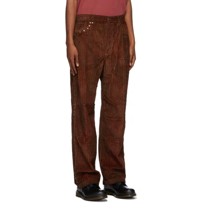 Shop Phipps Red And Brown Corduroy Tie-dye Studded Trousers In Forest Mult