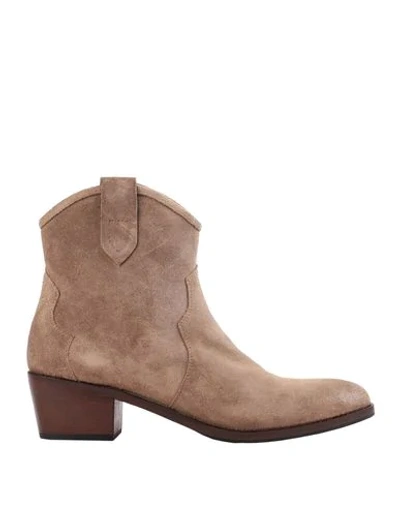 Shop Bruno Premi Woman Ankle Boots Camel Size 10 Bovine Leather In Beige