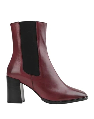 Shop Bruno Premi Woman Ankle Boots Burgundy Size 10 Calfskin In Red