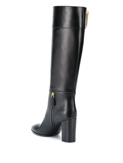 Shop Valentino Vlogo Leather Boots In Black