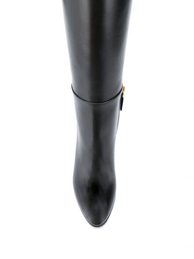 Shop Valentino Vlogo Leather Boots In Black