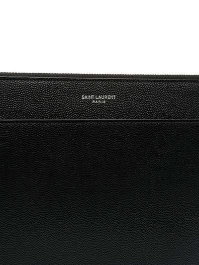 Shop Saint Laurent Leather Ipad Holder In Black