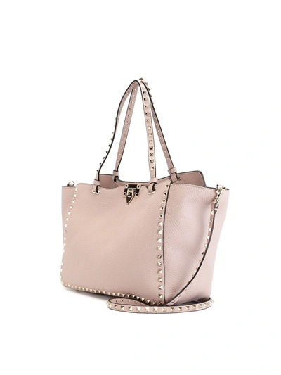 Shop Valentino Rockstud Leather Tote Bag In Pink