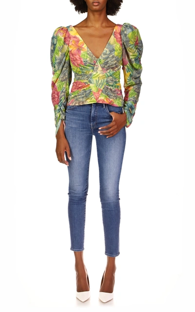 Shop Amur Jerre Printed Silk-chiffon Top In Multi