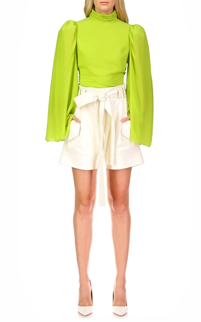 Shop Amur Blaise Oversized Silk Top In Green