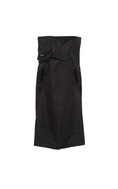 Shop Prada Draped Gabardine Raincoat In Black